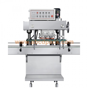 On line auto capping machine without cap sorting device